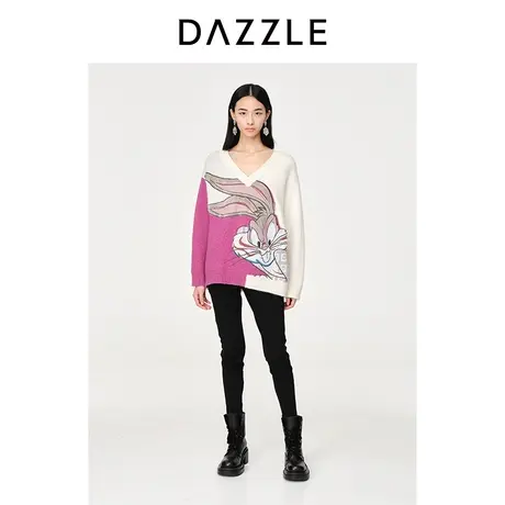 DAZZLE地素奥莱23春装新款复古兔巴哥联名休闲宽松针织衫毛衣上衣商品大图