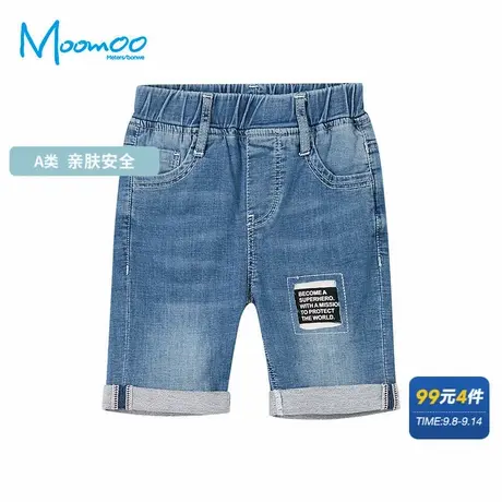 美特斯邦威童装男童中短裤儿童春秋皮筋腰带牛仔五分裤商品大图