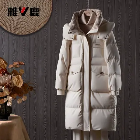 2025雅鹿官方冬季新款时尚百搭连帽中长款连帽防寒保暖外套羽绒服图片