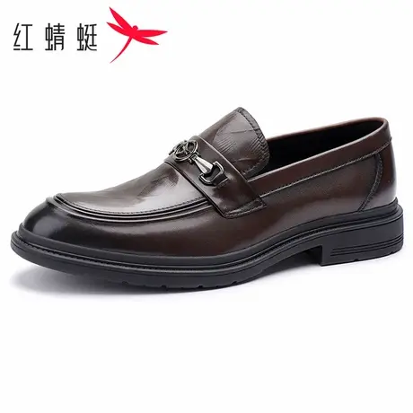 红蜻蜓男鞋2026春季男士真皮乐福鞋一脚蹬商务休闲英伦风德比鞋商品大图