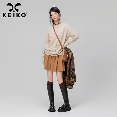 【6色】秋冬穿搭圆领针织开衫外套2023新款韩版宽松软糯毛衣上衣商品大图