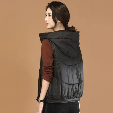 韩潮袭人连帽拼接坎肩棉马甲外套女2023冬季新款显瘦加厚保暖马夹图片