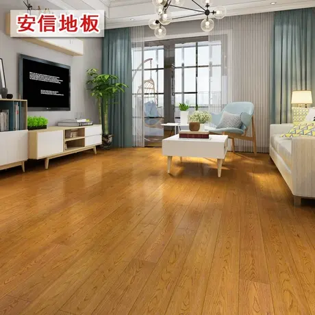 安信橡胶木纯正全实木地板手刮仿古工艺厂家直销图片