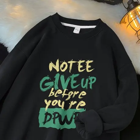 450g重磅圆领套头卫衣男秋冬款摇粒绒无帽长袖t恤潮流宽松打底衫商品大图