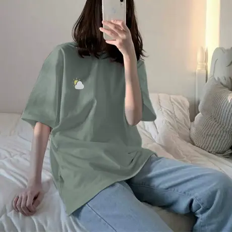 夏季新款小众设计感薄款ins潮宽松上衣服别致甜酷白色短袖T恤女装商品大图