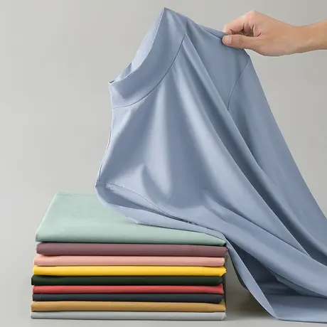 莫代尔男士长袖t恤潮流半高领秋季小衫内搭上衣服打底衫中领秋衣图片