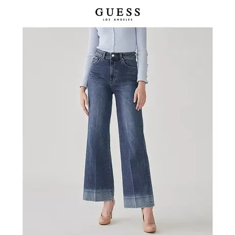 【38上新季】【秀智同款】GUESS秋女士阔腿蓝色直筒百搭牛仔裤图片