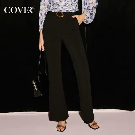 COVER秋季弹力中高腰休闲喇叭裤商品大图