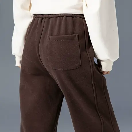 咖啡色裤子运动休闲裤女2023新款秋冬女裤束脚卫裤冬季加厚哈伦裤图片