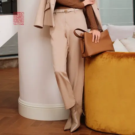 EP雅莹高端系列 纯羊绒商务直筒修身九分裤子 2023秋装新款6427A图片