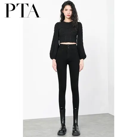 黑色高腰牛仔裤女紧身小脚裤2023秋季新款韩版百搭显瘦九分铅笔裤图片