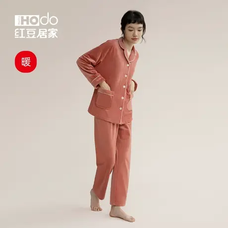 【抗静电】红豆居家睡衣女冬季加厚套装珊瑚绒海岛绒秋冬保暖睡衣商品大图