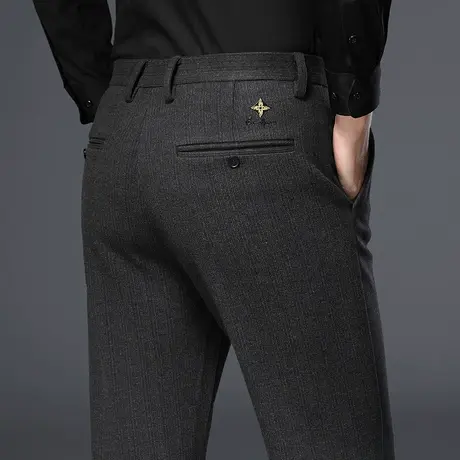 男装高端商务职业正装弹力灰色西裤秋冬季男士修身直筒休闲长裤子商品大图