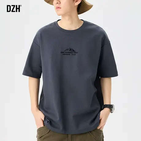 男士重磅短袖t恤男潮牌夏季印花上衣宽松五分袖2023新款纯棉半袖商品大图