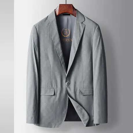 中青年灰色休闲西装外套男士韩版修身春秋装帅气薄款单件小西服男图片