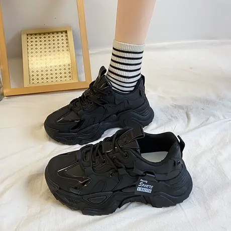 显脚小老爹鞋女款2024新款春秋季百搭厚底增高休闲运动鞋女ins潮商品大图
