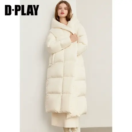DPLAY冬季羽绒服女棉花糖白色长款羽绒服白鸭绒保暖加厚外套商品大图