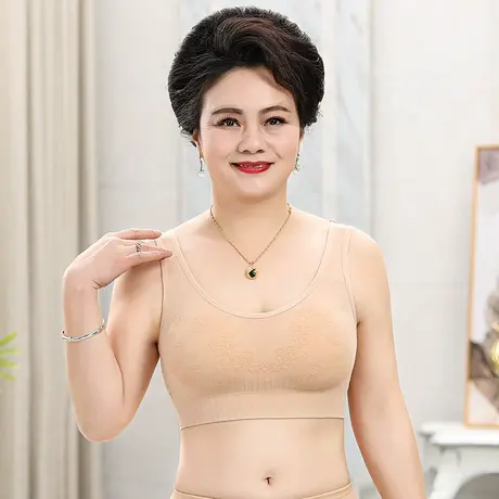 北极绒新款文胸妈妈内衣无钢圈中老年奶罩中年妇女运动背心式胸罩商品大图