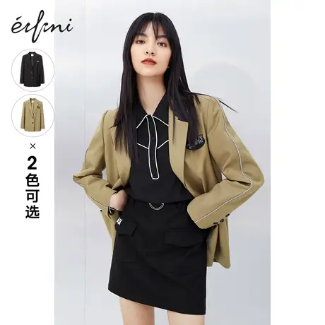 伊芙丽运动风西装外套女2021年新款春装韩版拼接反光条休闲小西服商品大图