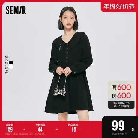 森马连衣裙女爱心显高显瘦俏皮2022秋季新款甜酷女生合体翻领裙商品大图