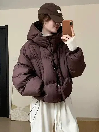 时尚宽松连帽羽绒服2023冬季新款韩版显瘦百搭保暖加厚上衣外套潮图片