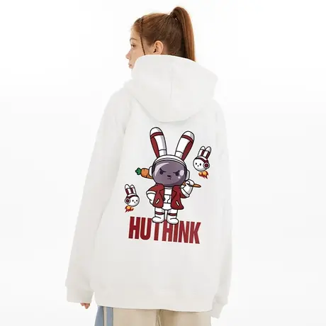 Nuthink国潮春节新年过年拜年兔子卫衣男潮牌冬季加绒加厚外套潮商品大图