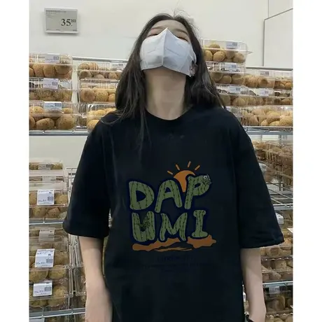 纯棉设计感短袖t恤女夏季新款小众国潮牌ins宽松半袖港风chic上衣商品大图