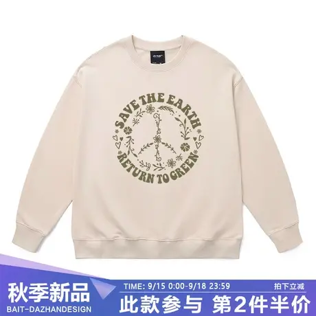 创意反战印花情侣卫衣美式花卉ins潮牌oversize薄款全棉宽松上衣商品大图