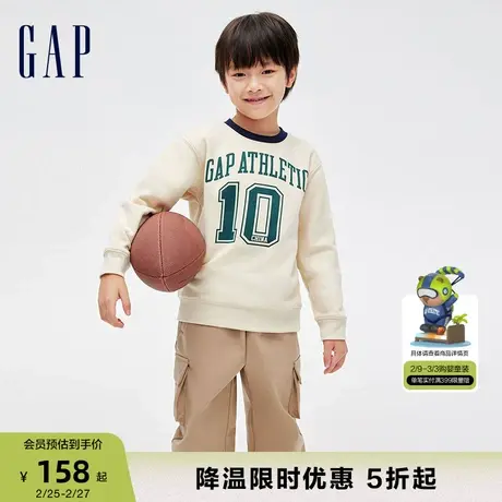 Gap男童冬季LOGO宽松碳素软磨抓绒保暖卫衣宽松运动上衣836786商品大图