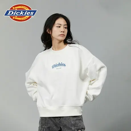 Dickies24春夏新款可爱logo印花圆领加绒女式休闲美式卫衣宽松图片