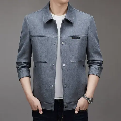 男装大码外搭美式工装夹克外套宽松休闲上衣春秋潮流翻领茄克衫图片