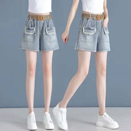 复古牛仔短裤女夏季设计感小众休闲裤2023年新款夏天宽松阔腿裤商品大图