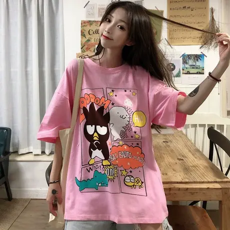 网红ins超火短袖t恤女2020宽松韩版原宿bf慵懒风半袖chic上衣服潮商品大图