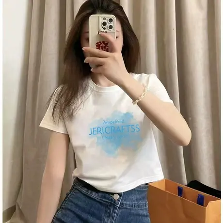 短袖短款上衣女辣妹夏季女装甜辣t恤2023新款又a又飒又甜又辣上衣商品大图