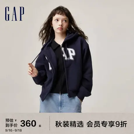 Gap女装秋季2023新款LOGO碳素软磨抓绒卫衣756422运动连帽衫图片