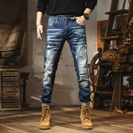 Modi Nick/摩帝尼克男士宽松直筒修身牛仔裤潮牌百搭宽松舒适长裤商品大图