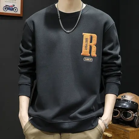 加绒卫衣男秋冬款潮牌男款衣服大码秋季2023新款男士上衣长袖圆领商品大图