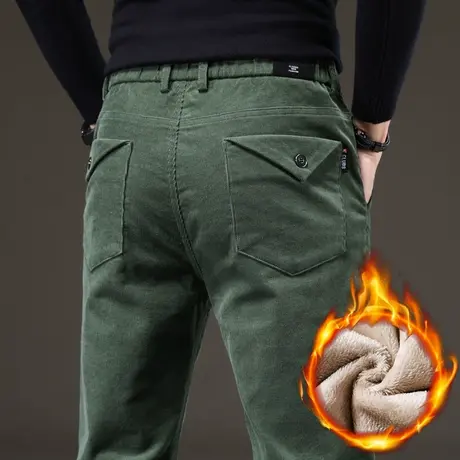 秋冬季加绒加厚男裤灯芯绒裤子条绒休闲长裤男士加棉2023新款外穿商品大图