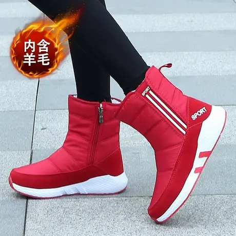 冬季雪地靴女款2022新款加绒加厚棉鞋厚底保暖短筒防水防滑短靴子商品大图