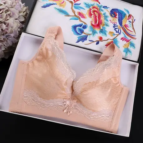 美容院薄款文胸罩聚拢调整型无海绵文胸收副乳大码五排扣女士内衣商品大图