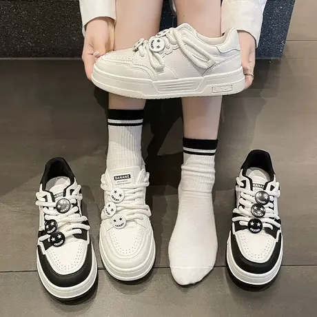 超火小白鞋女2023新款秋季鞋子爆款ⅰns潮百搭小众厚底熊猫鞋女款商品大图