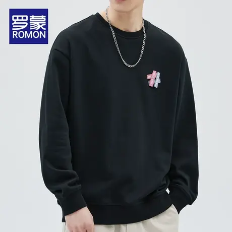 罗蒙潮牌圆领卫衣男春秋款男款衣服春季2024新款男士休闲长袖T恤图片