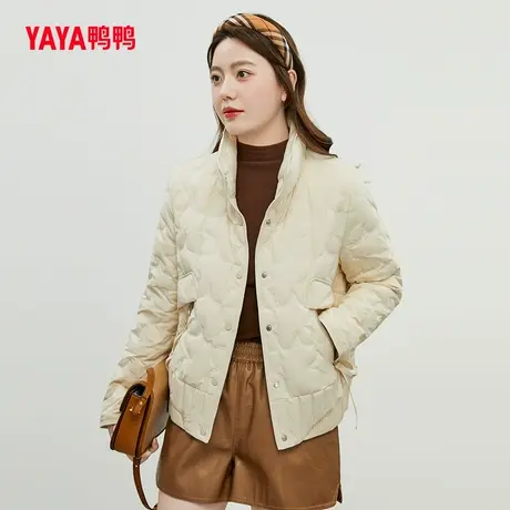 鸭鸭羽绒服女款2023年秋冬新品短款立领时尚休闲保暖外套C图片