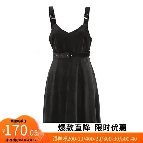 【艾格】2023春季新品高级质感连衣裙子女中长款收腰显瘦吊带裙图片
