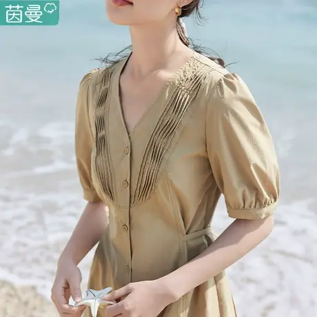 茵曼棉麻文艺范原创女装清纯连衣裙遮肚子减龄小众夏季新款2023商品大图