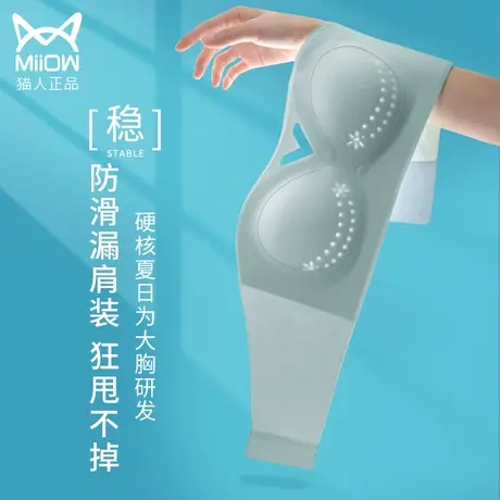 无肩带防滑内衣女夏季薄款大胸显小胸无痕聚拢美背防下垂抹胸裹胸图片