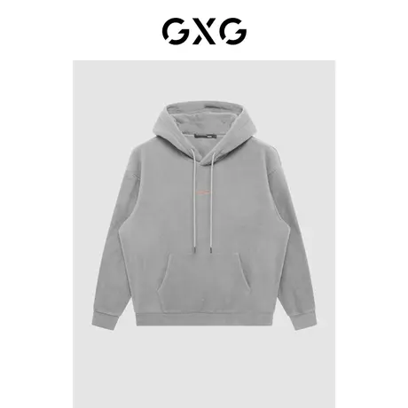 【新款】GXG男装 秋季摇粒绒字母刺绣保暖连帽卫衣GHC1310379J商品大图
