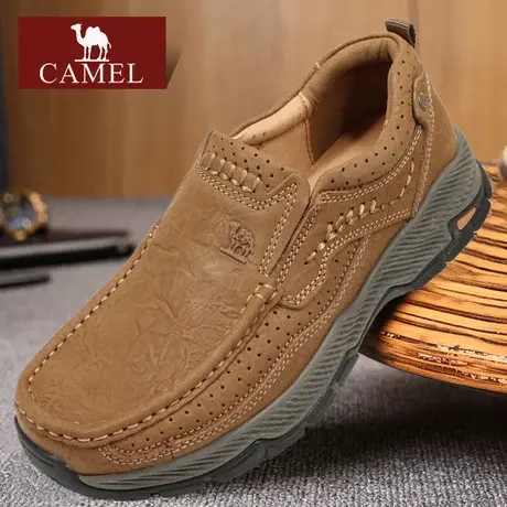Camel/骆驼男鞋秋季款低帮套脚复古单真磨砂牛皮舒适户外休闲鞋子商品大图