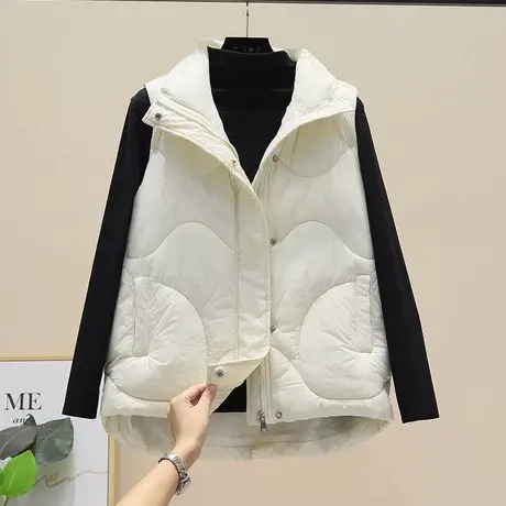 2023羽绒棉衣马甲女冬季新款外穿韩版不规则加厚无袖马夹外套坎肩商品大图