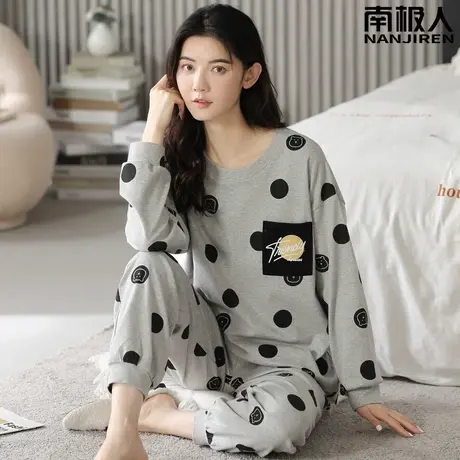 睡衣女春秋款 纯棉 女士长袖可外穿苗条家居服女款2023新款秋冬款图片